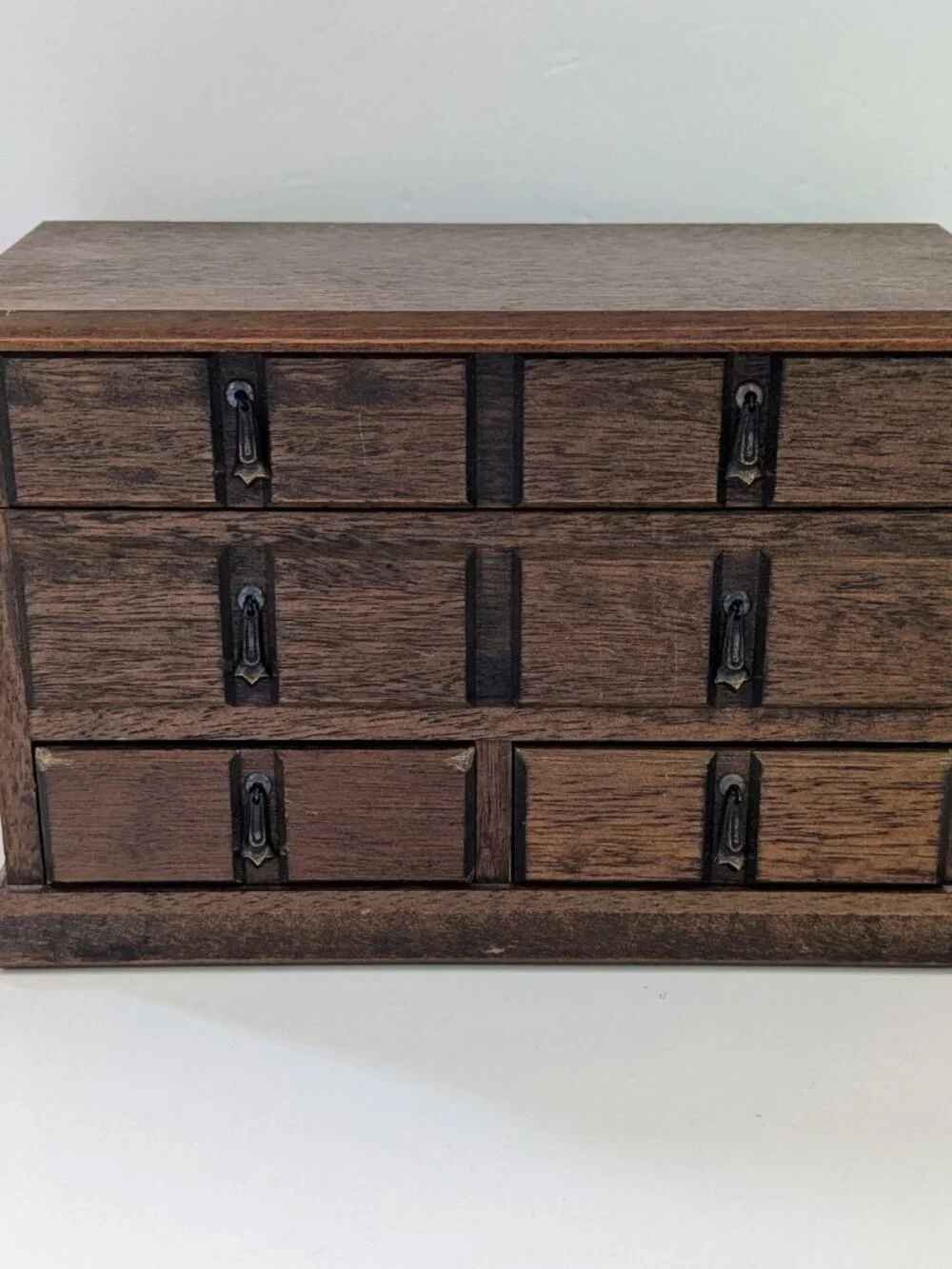 Vintage Royal Sealy Wooden Musical Jewelry Box Red Lined Drawers